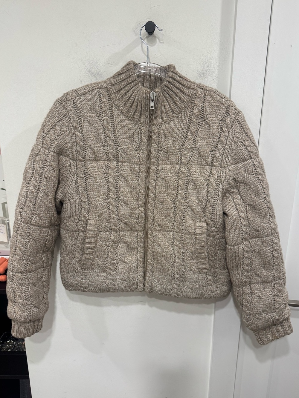 dh NEW YORK Chunky Knit Zip Jacket - Taupe
